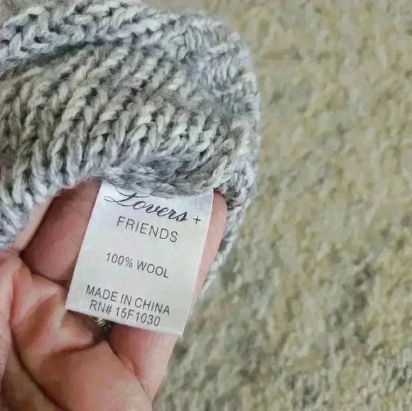 Lovers + Friends Womens Gray Chunky Knit 100% Wool Cropped Sweater XS - Picture 11 of 13
